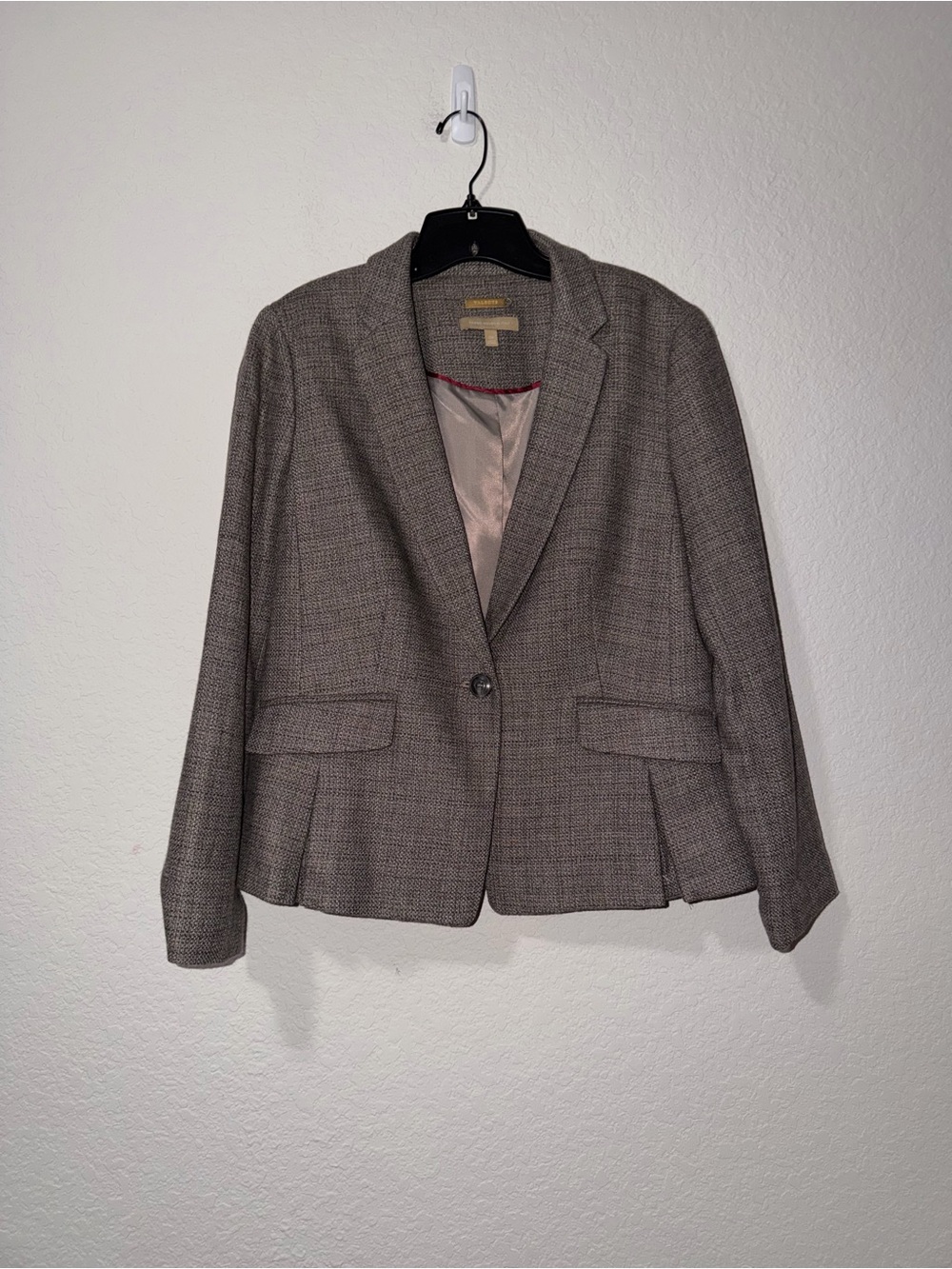 Talbots Gray Taupe Single-Button Wool Blazer